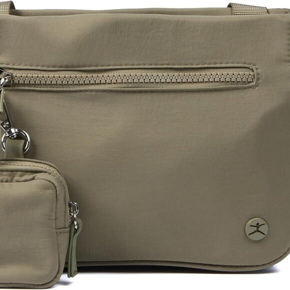 Triple Compartment Green Crossbody Bag with Zip Closure - Fashion Meets Function - Picture 1 of 5
